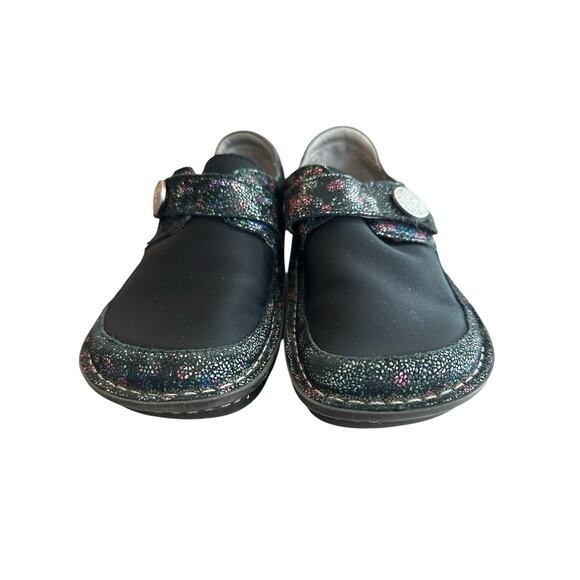 Alegria Dream Fit Dena black floral neoprene slip on shoes womens EU 36/ US 6 - Picture 2 of 12